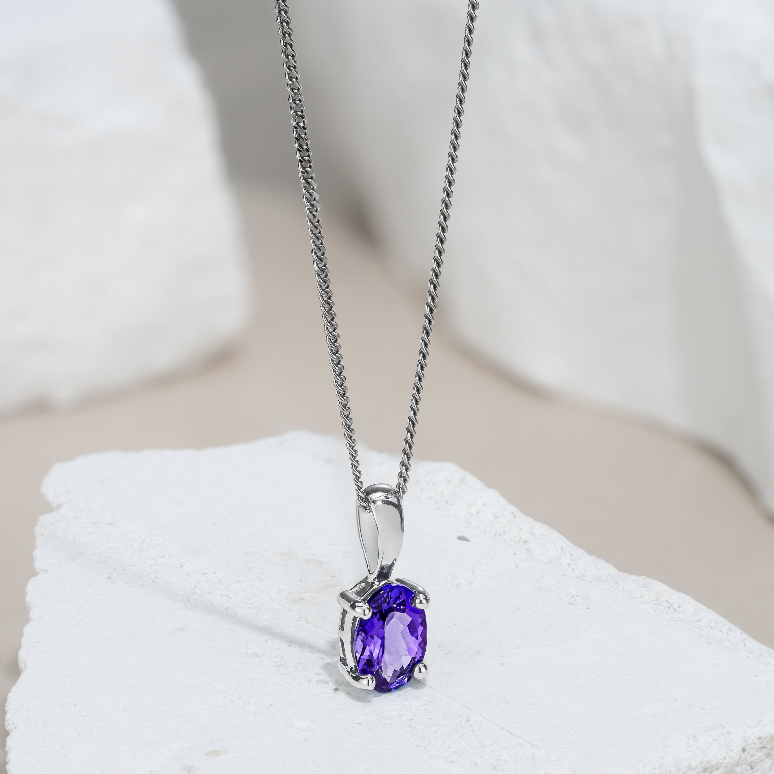 Tanzanite 7 x 5mm 925 Sterling Silver Pendant Necklace